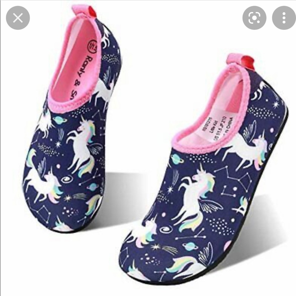 Kids Water Shoes Quick Dry Swim Barefoot Beach Socks Purple/Unicorn 7-8 Toddler